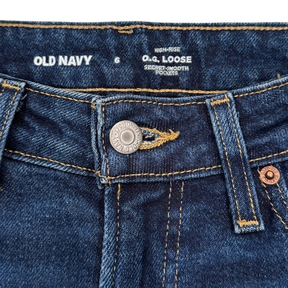 Old Navy Size 6 High-Rise O.G. LOOSE Secret Smooth Pockets Dark Wash Jeans - Picture 7 of 8
